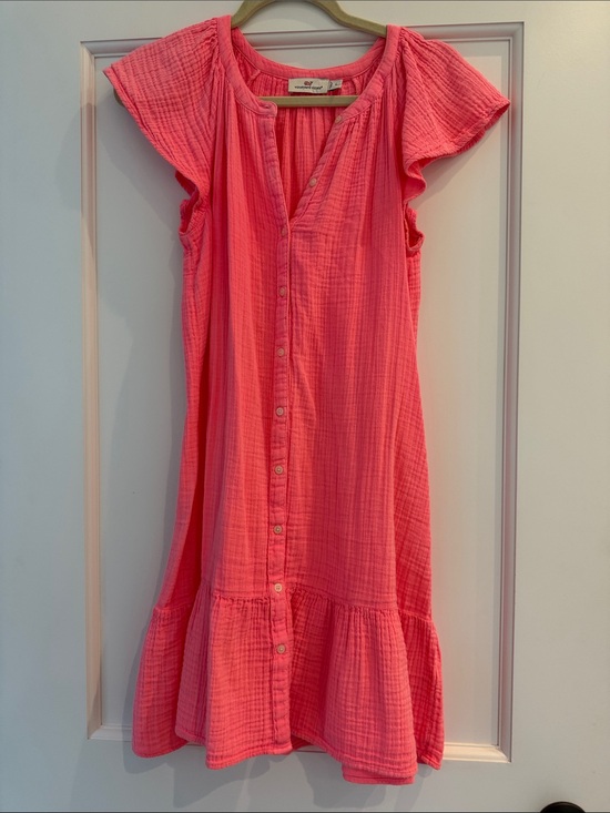 Vineyard Vines Dresses & Skirts - Vineyard Vines Coral Pink Button-Front Mini Dress